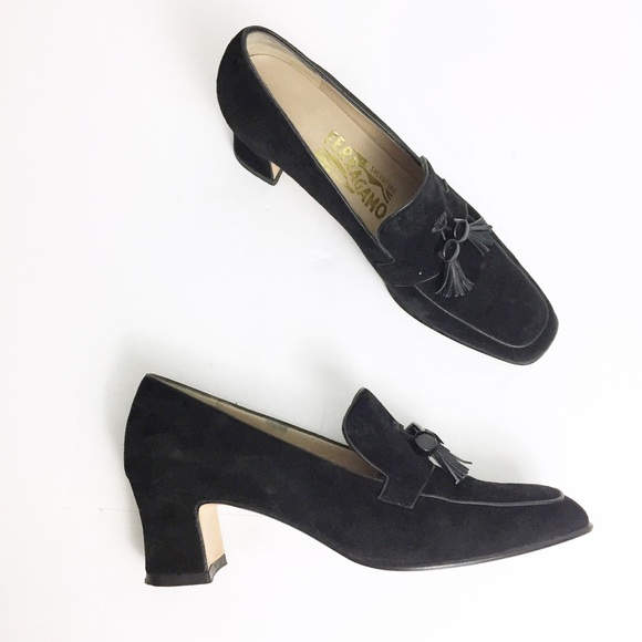 Salvatore Ferragamo Shoes - Salvatore Ferragamo Suede Tassel Loafer Block Heel